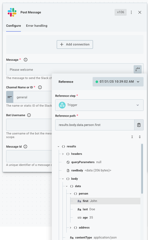 Referencing trigger step result