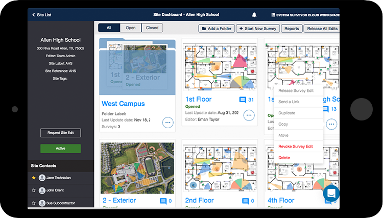 Team members feature on tablet